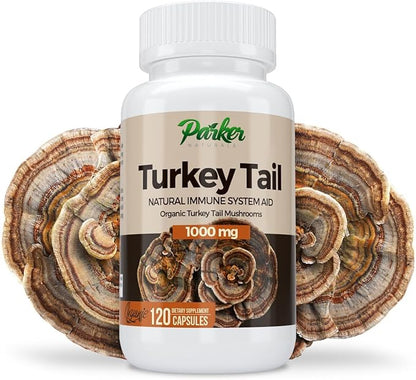 Turkey Tail Mushroom Capsules - Organic Mushroom Supplement for Immune System Health Support - 1000 mg Premium Supplements - 120 Capsules