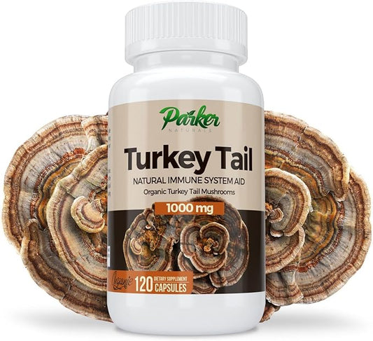 Turkey Tail Mushroom Capsules - Organic Mushroom Supplement for Immune System Health Support - 1000 mg Premium Supplements - 120 Capsules