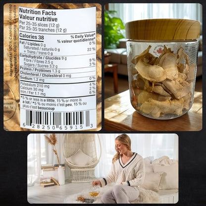 Canadian Ginseng Root Slices - Chew Raw/Make Ginseng Tea - Energy/Immunity/Focus
