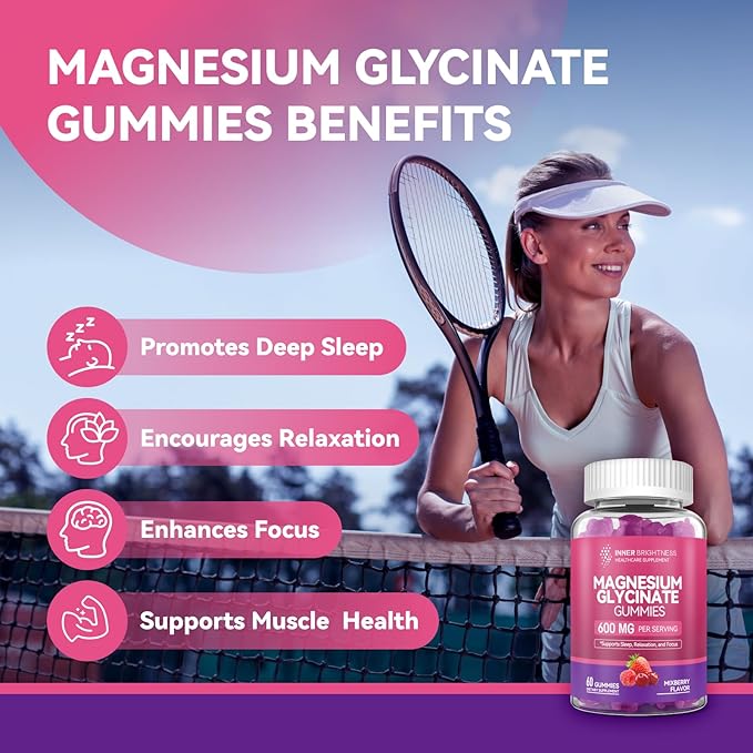 Magnesium Glycinate Gummies - Magnesium Gummies for Adults, for Sleep, Relaxation & Focus, Non - GMO, Gluten - Free, Mixed Berry and Pineapple Flavors, 120 Count (60 of Each)
