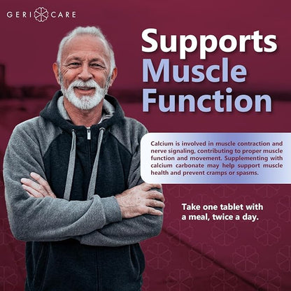 Gericare Calcium 600mg Supports Bone Health, Nutritional Supplement, 60 Count (Pack of 1)