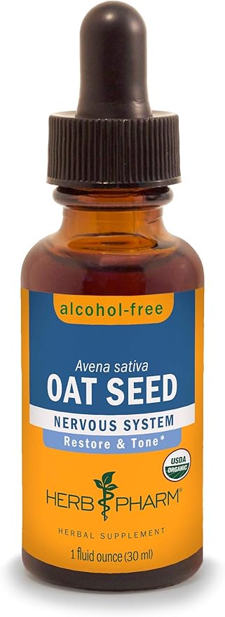 Herb Pharm Certified Organic Alcohol-Free Oat Seed Glycerite for Nervous System Support - 1 Fl Oz (Pack of 1)