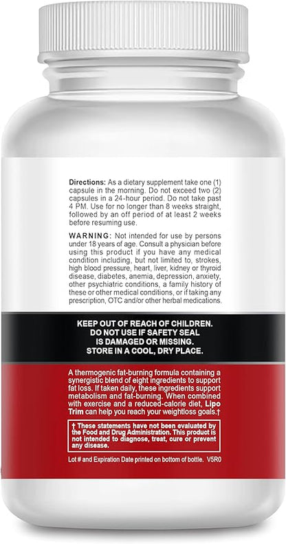Lipo Trim- Advanced Lipogenic Thermogenic Diet Pills – Boost Energy, Enhance Focus, and Accelerate Fat Loss- 60 Fast Acting Appetite Suppressant Capsules