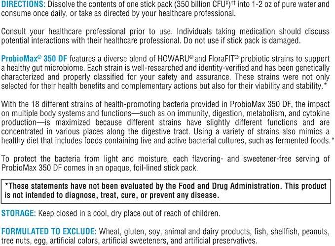 XYMOGEN ProbioMax Complete 350B - Dairy-Free, High Potency 350 CFU 18-Strain Probiotic Supplement - Supports Immune + Gut Health - Formerly ProbioMax 350 DF (15 Single Serving Stick Packs)