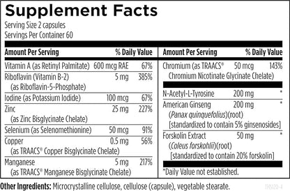Designs for Health Thyroid Synergy - Thyroid Support Supplement with Iodine, American Ginseng, Selenium, Zinc + Manganese - Vegan Thyroid Vitamins, Gluten Free (120 Capsules)
