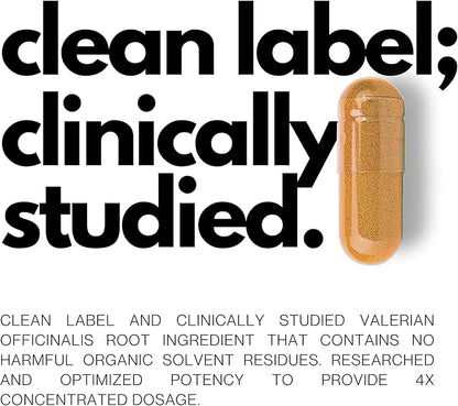 Valerian Root 4:1 Extract Capsules 750mg – Optimized Active Purity – 4X Concentration Valerian Root Extract Supplement - Gluten Free, Non-GMO – Promotes Relaxation - 60 Capsules