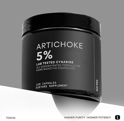 Artichoke Extract Capsules - Ultra High Potency 15:1 Extract with 5% Cynarin - Highly Concentrated - Third-Party Lab Tested - 120 Capsules