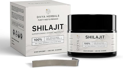 Pure Himalayan Organic Shilajit Resin | 85+ Trace Minerals - 77%+ Fulvic Acid | Energy, Vitality Supplement | Sustainably Sourced | No Fillers, Low-Heat Water Extraction | 30gm - 60Svgs
