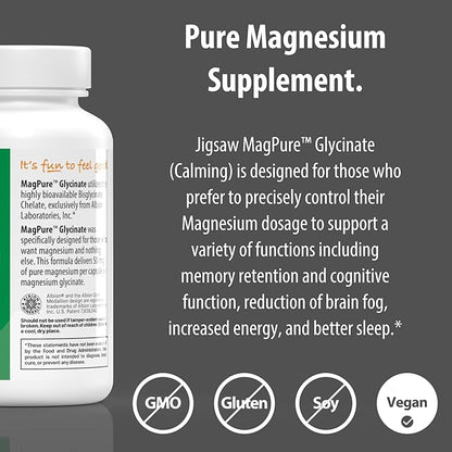 Jigsaw Health MagPure Glycinate | Premium Magnesium Glycinate Capsules | 120 Capsules