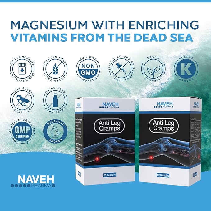 MAGNOX Anti-Leg Cramps Magnesium Supplement for Muscle Cramps -190mg Magnesium for Leg Cramps at Night, High Absorption Magnesium for Nocturnal Leg & Feet Cramps with Vitamin E and B6 (50 caps)