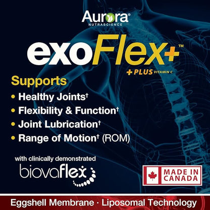 Aurora Nutrascience Micro-Pack Liposomal exoFlex+ with Vitamin C, Supports Joint Flexibility & Function, BiovaFlex Eggshell Membrane, Curcumin & Boswellia, Strwaberry, 30 Servings, 10 fl oz
