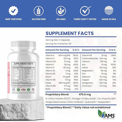 America Medic & Science Preconception Plus (180 Capsules) Conception and Fertility Supplement | Physician Formulated Pills to Support Conception | Prenatal Vitamins Best for Women Trying to Conceive