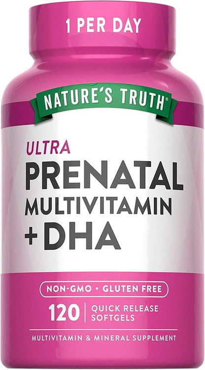 Nature's Truth Prenatal Vitamin for Women | 120 Softgels | Non-GMO & Gluten Free Multivitamin Supplement with DHA and Folic Acid