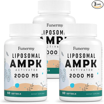 Liposomal AMPK Activator 2000 mg - High Bioavailability Berberine HCL,DIM,Milk Thistle,and Cinnamon Bark Capsule 6-in-1 AMPK Supplements for Antioxidant Support and Cellular Regulation, 180 Softgels
