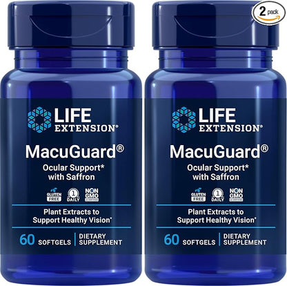 Life Extension MacuGuard Ocular Support with Saffron, 60 softgels (Pack of 2)