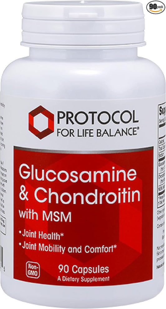 Protocol Glucosamine & Chondroitin with MSM - Joint Support* - Chondroitin MSM Supplement - Non-GMO & Dairy Free - 90 Veg Caps