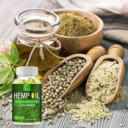 GPGP GreenPeople 100% Natural Hemp Oil Capsules - 180 Servings - Extra Strength Hemp Oil Extract for Stress, Sleep & Mood Support, Rich in Omega 3, 6, 9