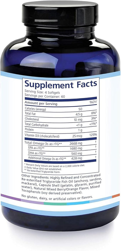 PRN DE Omega Benefits (Original Formula - 4 Per Day Serving) - Support for Eye Dryness - 2240mg EPA & DHA in The Triglyceride Form | 2 Month Supply
