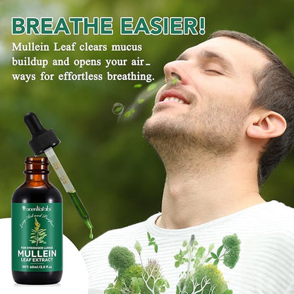 Mullein Drops, Mullein Leaf Extract for Lungs, Mulleins Leaf Drops for Lung Cleanse and Phlegm, Fast Absorption Powerful Mulleins Extract for Stronger Lungs (1)