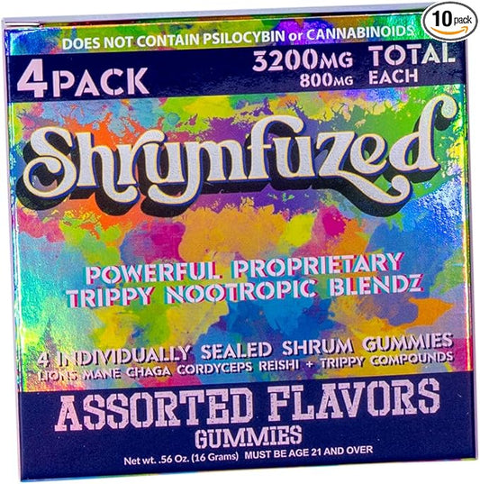 Proprietary Nootropic Gummy 8000mg - Lion's Mane, Reishi, Chaga, and Cordycep Nootropic Tripee Mushroom Blend (10, Assorted)