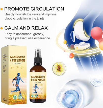 Magnesium Joint Spray, Magnesium Oil Bee Venom Joint Spray, for Relaxing and Joint Repair, Fast Absorbent, Non-Greasy (100ml/3.38oz) (1)