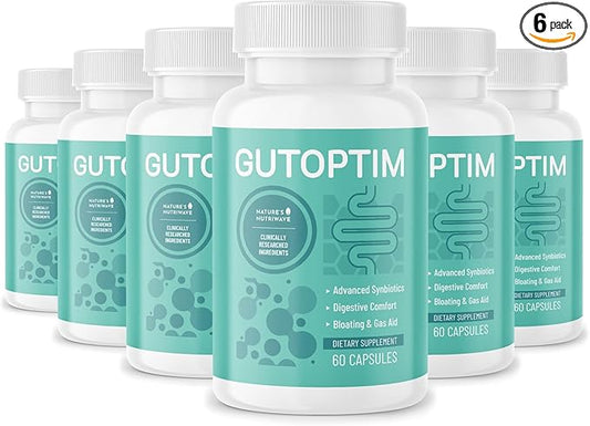 GutOptim Probiotic & Prebiotic Capsules | Pre and Probiotics for Synbiotic Gut Health & Bloating Relief for Women & Men | Enzyme with Probiotics for Digestive Health | Non-GMO, 60 Ct, 6 Month Supply
