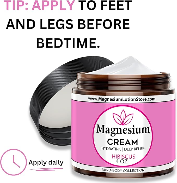 Magnesium Cream with Hibiscus Scent – Moisturizing & Floral Delight, 4 oz USA Made