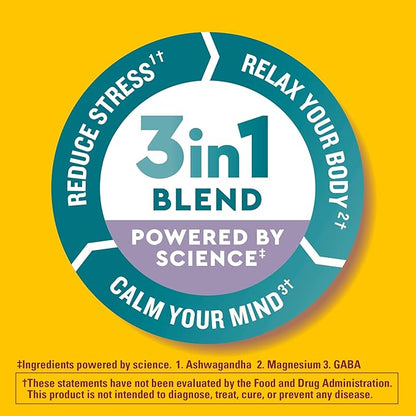 Nature Made Wellblends Calm Mind & Body, Magnesium Citrate, Ashwagandha 125mg & GABA 100mg Blend for Stress Relief, 38 Gummy Vitamins
