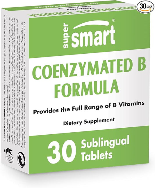 Supersmart - Coenzymated B Formula - Contains All The B Group Vitamins - Five Times More Active | Non-GMO & Gluten Free - 30 Tablets