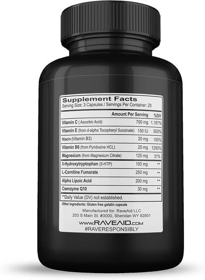Trusted Since 2011 - Prevent Comedowns, Reduce Jaw Clenching, Neurotoxicity Protection | Party & Rave Recovery Cure & Supplement (60 Capsules)