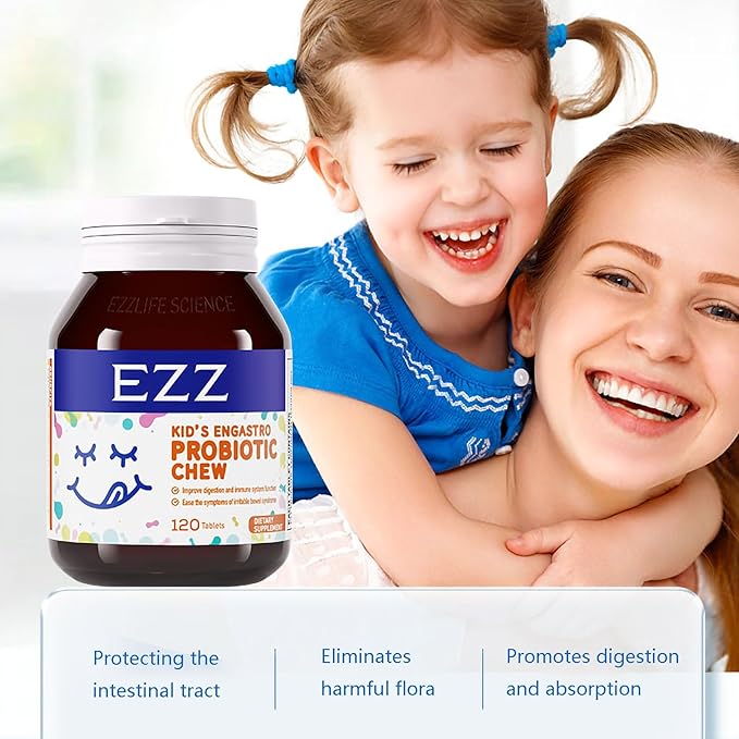 Kid's Engastro Probiotic Chew, Promotes Digestion and Absorption, Protecting The Intestinal Tract, Daily Children's Gut Health, and Immune Support Supplement 120 Tablet