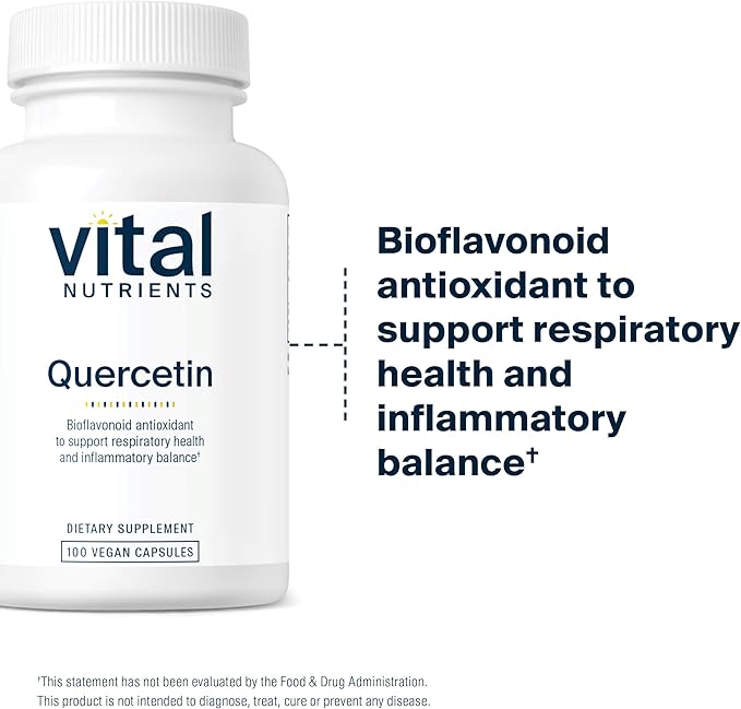 Vital Nutrients Quercetin | Vegan Quercetin Supplement with Bioflavonoids for Sinus, Respiratory, Heart, & Immune Function Support | Gluten, Dairy, Soy Free | 500mg | 100 Capsules