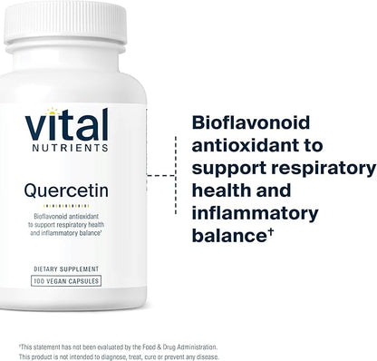 Vital Nutrients Quercetin | Vegan Quercetin Supplement with Bioflavonoids for Sinus, Respiratory, Heart, & Immune Function Support | Gluten, Dairy, Soy Free | 500mg | 100 Capsules