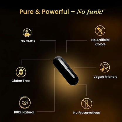 Shilajit Capsules for Men & Women, 16,000mg Pure Himalayan Organic Shilajit Supports Vitality and Wellness,Premium Pure Himalayan Supplement 2 Months Supply, 60 Capsules