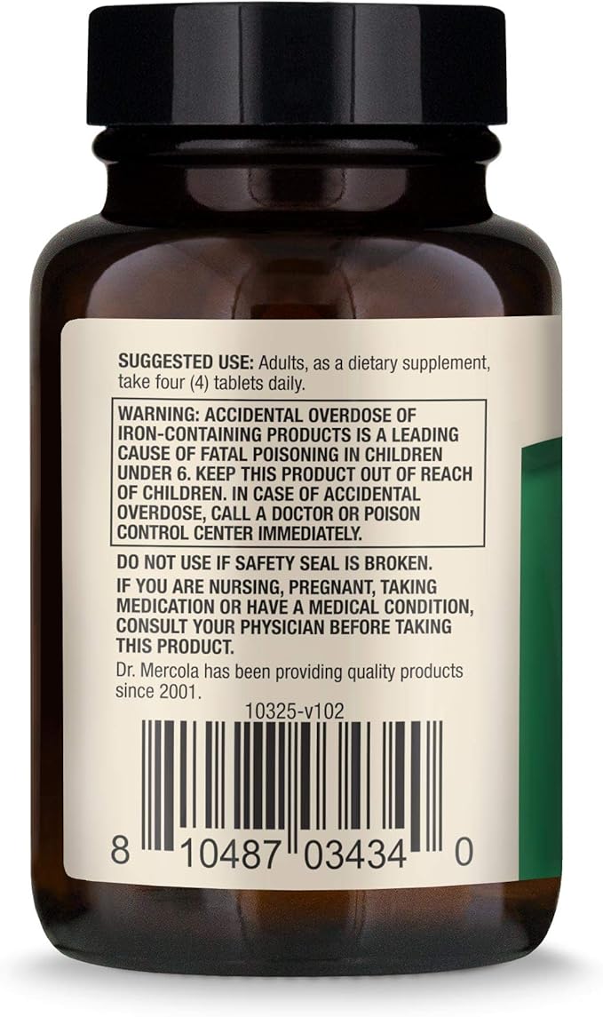 Dr. Mercola Organic Spirulina Dietary Supplement, 2,000 mg per Serving, 30 Servings (120 Tablets), Supports Normal Immune and Inflammatory Responses*, Gluten Free, USDA Organic