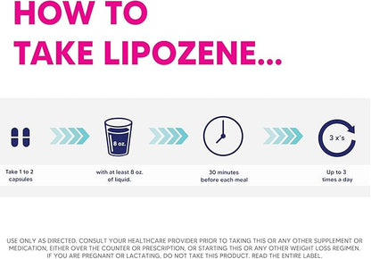 Lipozene Diet Pills - Weight Loss Supplement - Appetite Suppressant- 1 Bottle of 60 Capsules for 30 Servings- No Caffeine