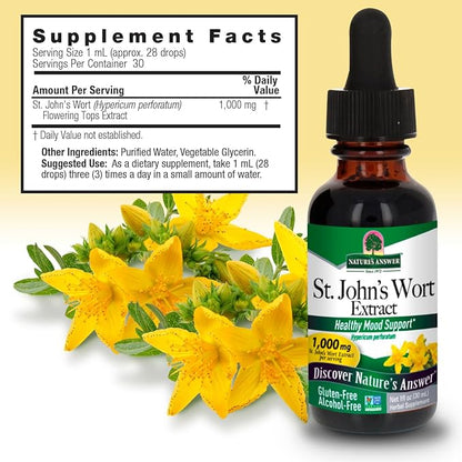 Nature's Answer St. John's Wort Alcohol-Free Liquid Extract (Hypericum Perforatum) | Healthy Mood Support | Non-GMO, Kosher & Gluten-Free 1oz