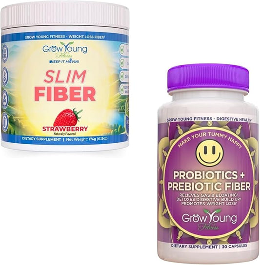 Grow Young Fitness Slim Fiber Supplement and Daily Probiotic Supplement - Appetitie Management & Digestive Support for Elderly