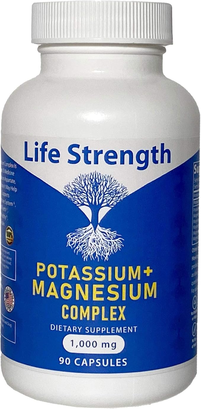 Life Strength Potassium & Magnesium Complex with Aspartate, Oxide, Glycinate, Gluconate & Citrate - 1000mg (90 Capsules)