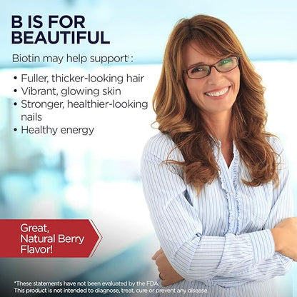 KAL 5000 Mcg Biotin Tablets, Mixed Berry, 100 Count