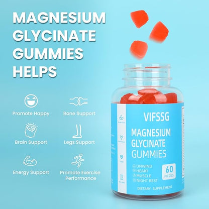 Magnesium Glycinate Gummies 400mg, 2 Pack Sugar Free Gummies with Magnesium L-Threonate 200mg - Magnesium Supplement Chewable Gummies for Women & Men Vegan, Organic Gummies 120 Count