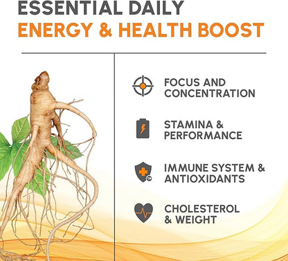 LivNu | Premium Korean Black Panax Ginseng | High Ginsenosides for Energy, Focus, Performance, Stamina, and Immune Support | Vegan Pills