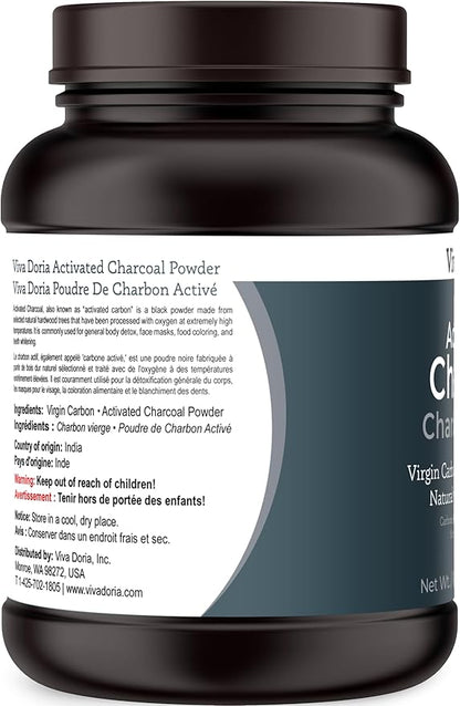 Viva Doria Virgin Activated Charcoal Powder, Hardwood Derived, Food Grade, 16 Oz (1 Pound)