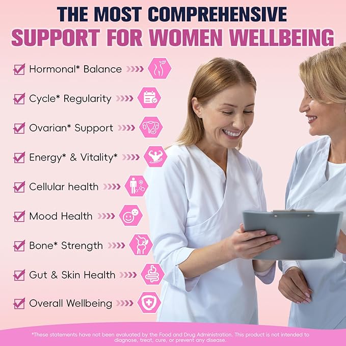 Myo-Inositol & D-Chiro Inositol for Women, 2050 mg inositol Supplement w/DIM, Ashwagandha, Folate, Vitamin D, Calcium, Ideal 40:1 Ratio, for Hormone Balance, Ovarian Function*, Overall Health, 120 Ct