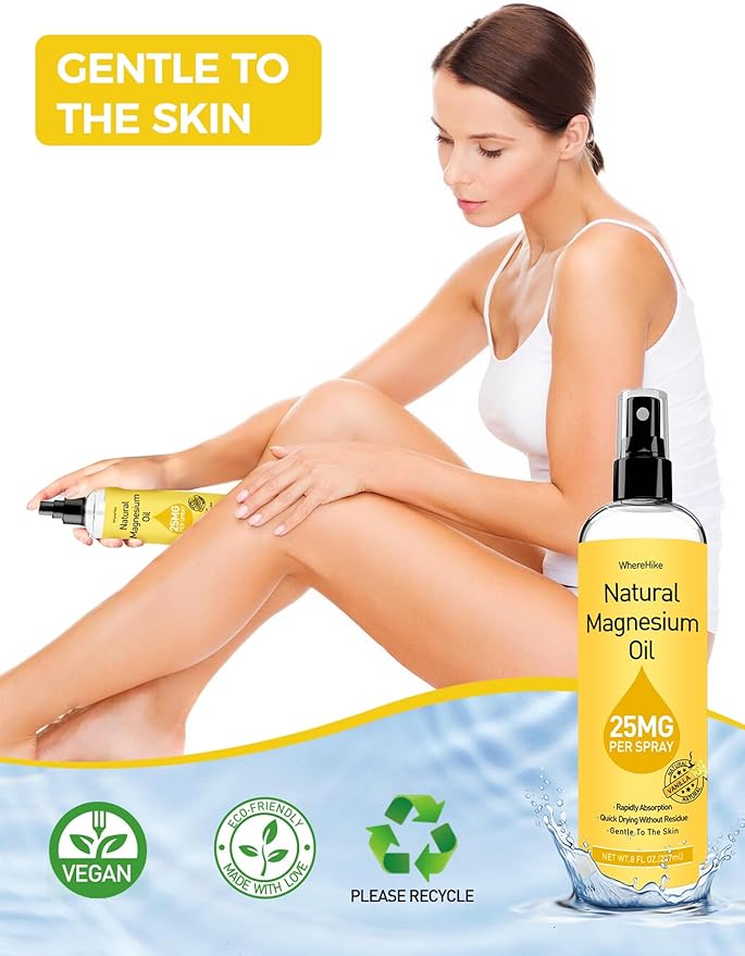 Magnesium Spray, Pure Magnesium Oil Spray for Feet,Ideal Gift for Muscle Relaxation&Better Sleep,Rapid Absorption,Quick Drying Without Residue-Vanilla