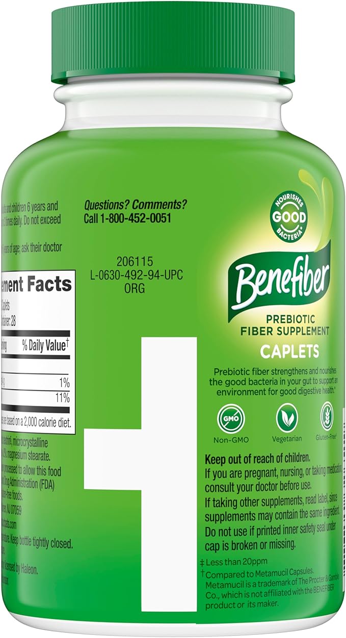 Benefiber Prebiotic Fiber Supplement Caplets, 84 Count