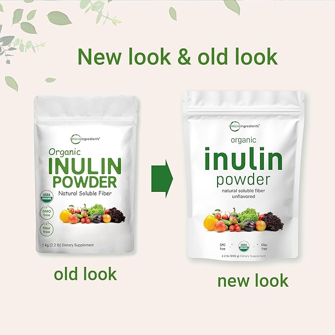 Organic Inulin FOS Powder (Jerusalem Artichoke), 2.2 Pounds (35 Ounce), Quick Water Soluble, Prebiotic Intestinal Support for Colon and Gut Health, Natural Fibers for Smoothie & Drinks, Vegan Friendly
