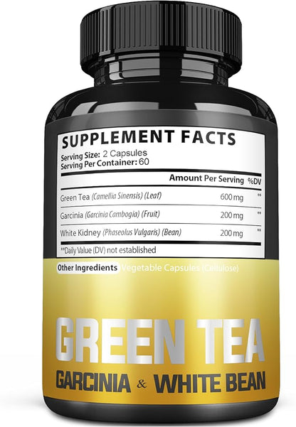 Green Tea Extract Pill EGCG 16000Mg per Serving with 12000Mg Green Tea, 2000Mg Garcinia Cambogia & 2000Mg White Kidney Bean - Support Body Balance, Heart & Immune Health - 120 Capsules 2 Month Supply