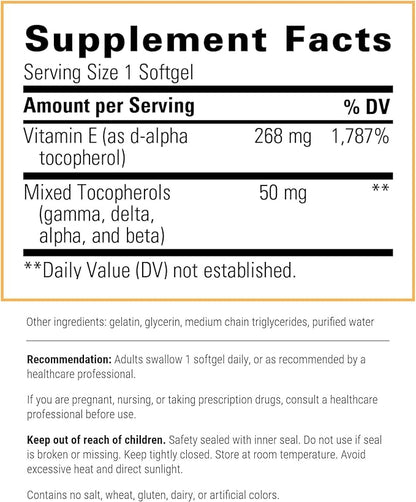 Integrative Therapeutics - Vitamin E - Tocopherol Form of Vitamin E - Supports Heart Health & Promotes Antioxidant Activity* - 60 Softgels