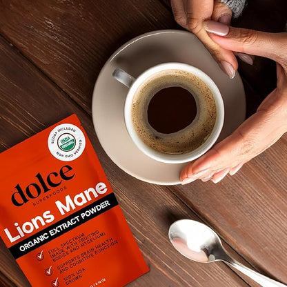 Organic Lion's Mane Mushroom Extract Powder - Focus & Memory Support - 2.12oz Nootropic Superfood for Tea, Coffee & Smoothies - Pure Lion Mane Extract
